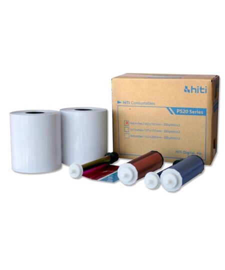 HiTi 4x6" Media for Photo Printer P520 & P520L, 500 Sheets to a Roll, 2 Rolls in a Box, 152x102mm