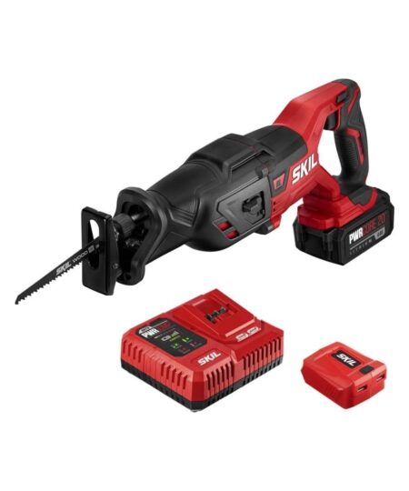 SKIL PWR CORE 20 Brushless 20V Reciprocating Saw Kit with 4.0Ah Battery, PWR JUMP Charger, and PWRAssist USB Adapter - RS5884-1A
