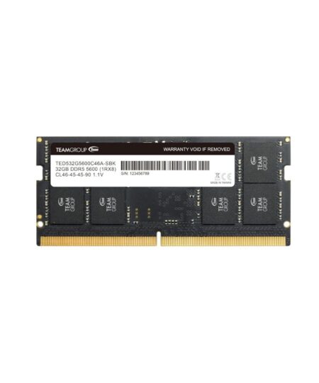 TEAMGROUP Elite SODIMM DDR5 32GB 5600Mhz (PC5-44800) CL46 Non-ECC Unbuffered 1.1V 262 Pin Laptop Memory Module Ram