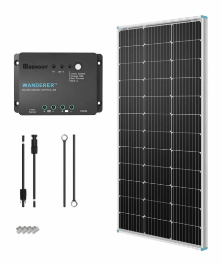 RENOGY 100-Watt 12-Volt Monocrystalline Solar Starter Kit w/ 30Amp PWM Charge Controller